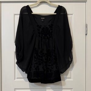 H&M Elegant Black Blouse with Sheer Sleeves